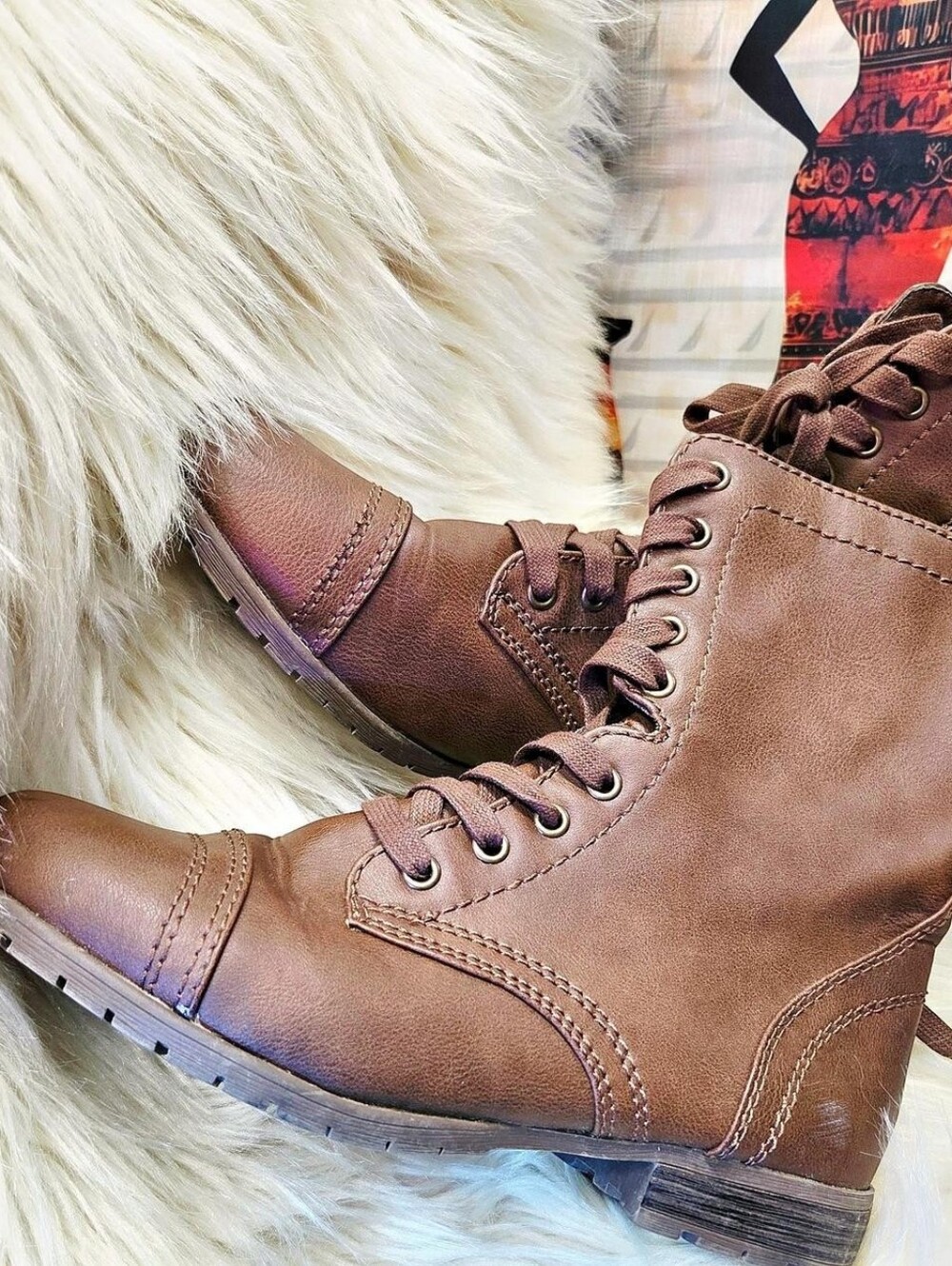 Time and Tru Gently Used Brown Lace-Up Combat Boots